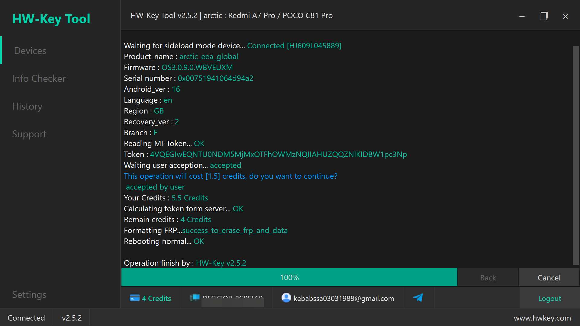 arctic : Redmi A7 Pro / POCO C81 Pro Remove FRP - Sideload Mode