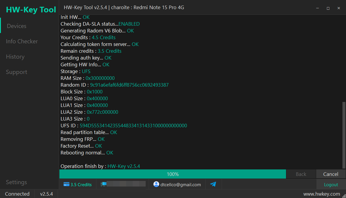 charoite : Redmi Note 15 Pro 4G Remove FRP - MTK