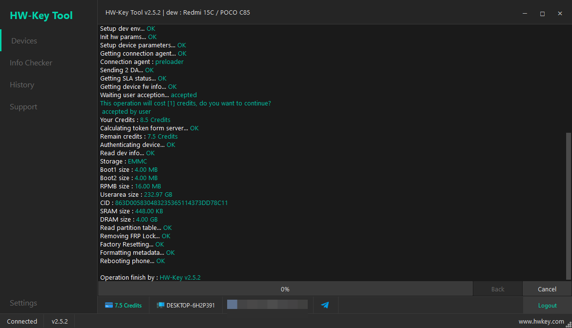 dew : Redmi 15C / POCO C85 Remove FRP - MTK