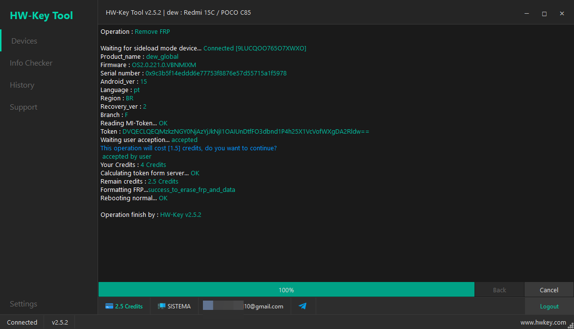 dew : Redmi 15C / POCO C85 Remove FRP - Sideload Mode
