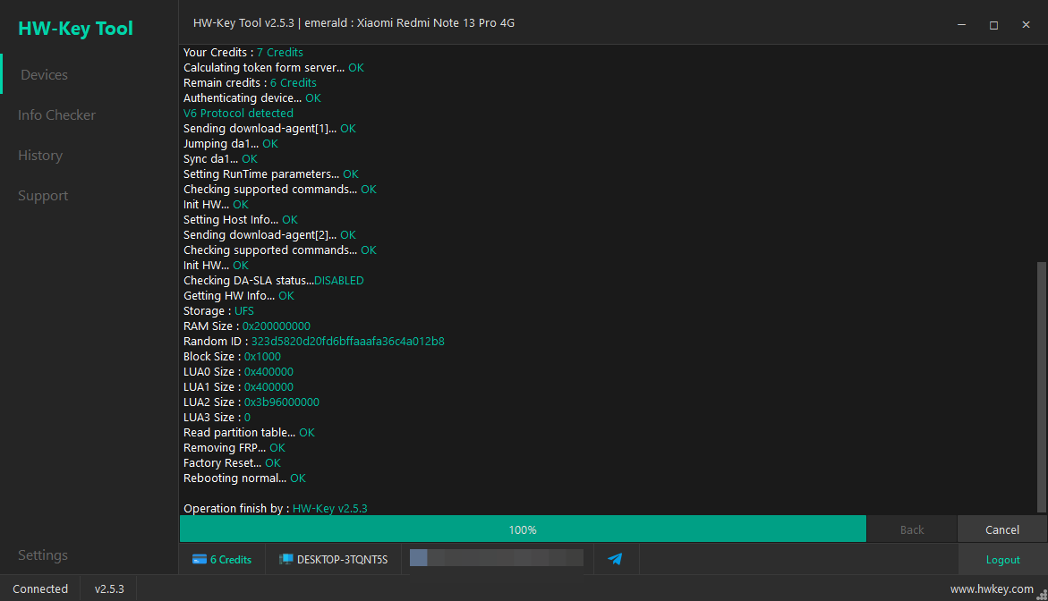 emerald : Xiaomi Redmi Note 13 Pro 4G Remove FRP - MTK