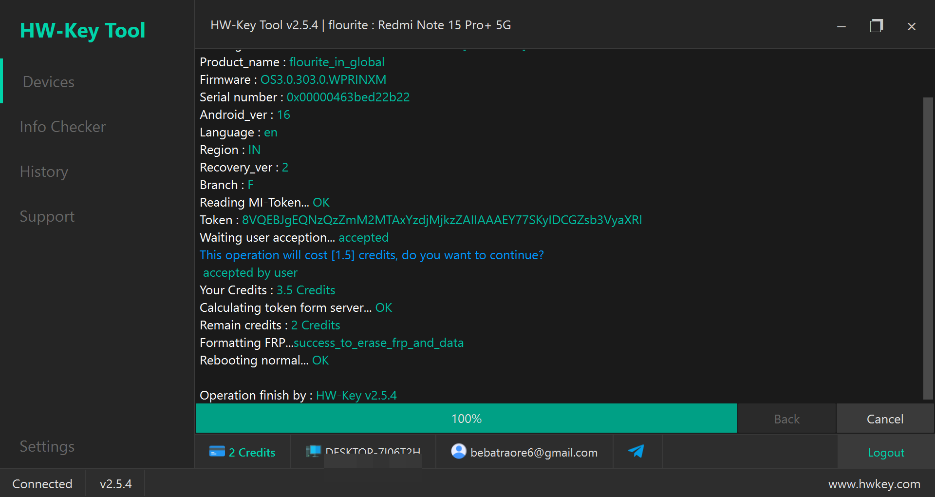 Remove FRP - Sideload Mode screenshot on Xiaomi Redmi Note 15 Pro+ 5G