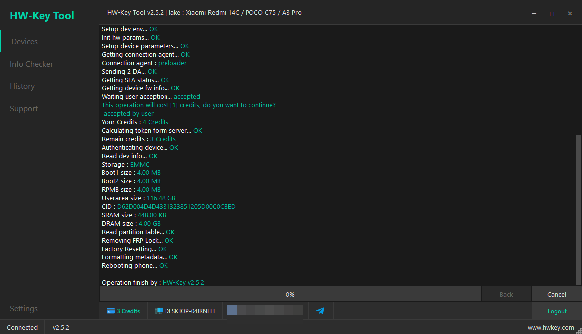lake : Xiaomi Redmi 14C / POCO C75 / A3 Pro Remove FRP - MTK