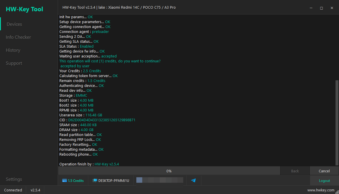 lake : Xiaomi Redmi 14C / POCO C75 / A3 Pro Remove FRP - MTK