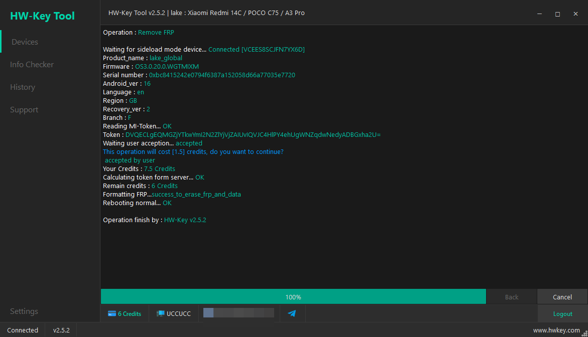 lake : Xiaomi Redmi 14C / POCO C75 / A3 Pro Remove FRP - Sideload Mode